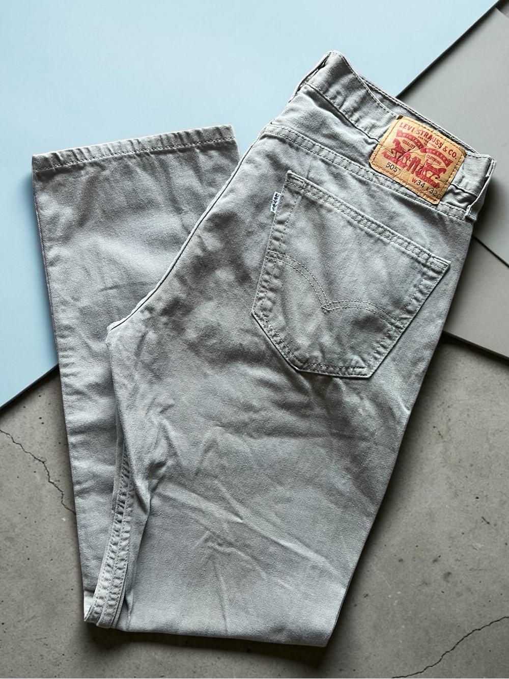 Levi’s 505 Men’s Jeans 34x32 Taupe Gray Brown Regular Fit Straight Leg Cotton
